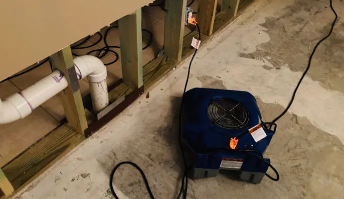 An appliance supply line leak flooding a Forney, TX room