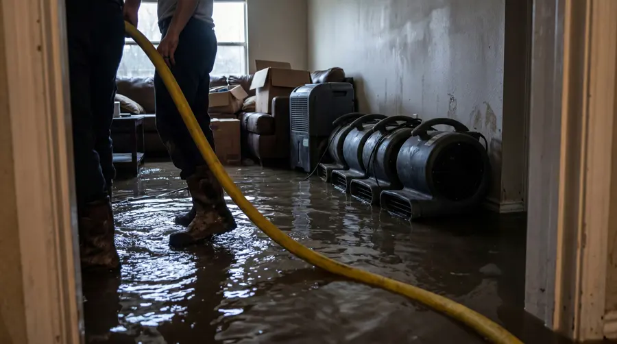 Storm and flash flood water damage cleanup in a Forney, TX home